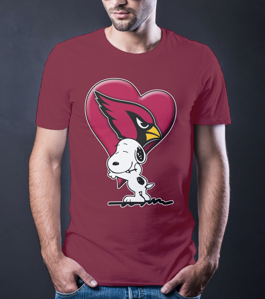 Snoopy Hugging Heart Arizona Cardinals T-Shirt