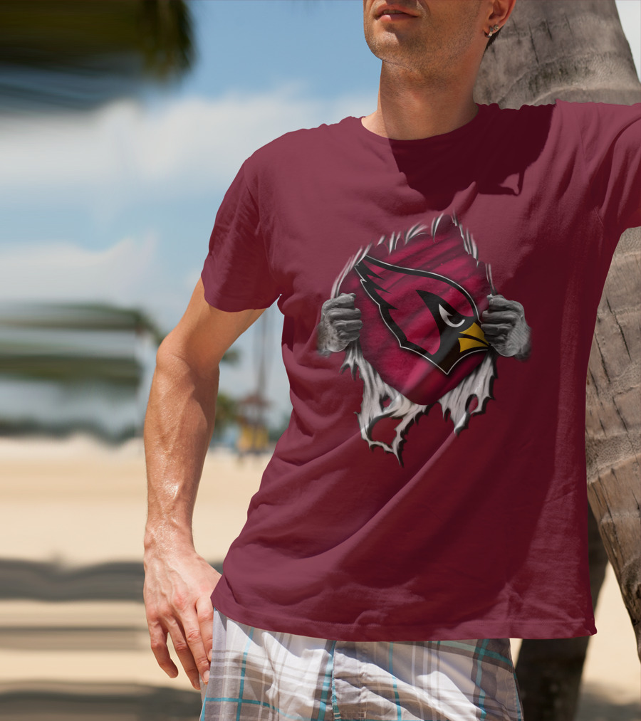 Torn Arizona Cardinals Emblem Revealed By Hands T-Shirt
