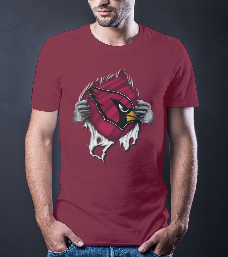 Torn Arizona Cardinals Emblem Revealed By Hands T-Shirt