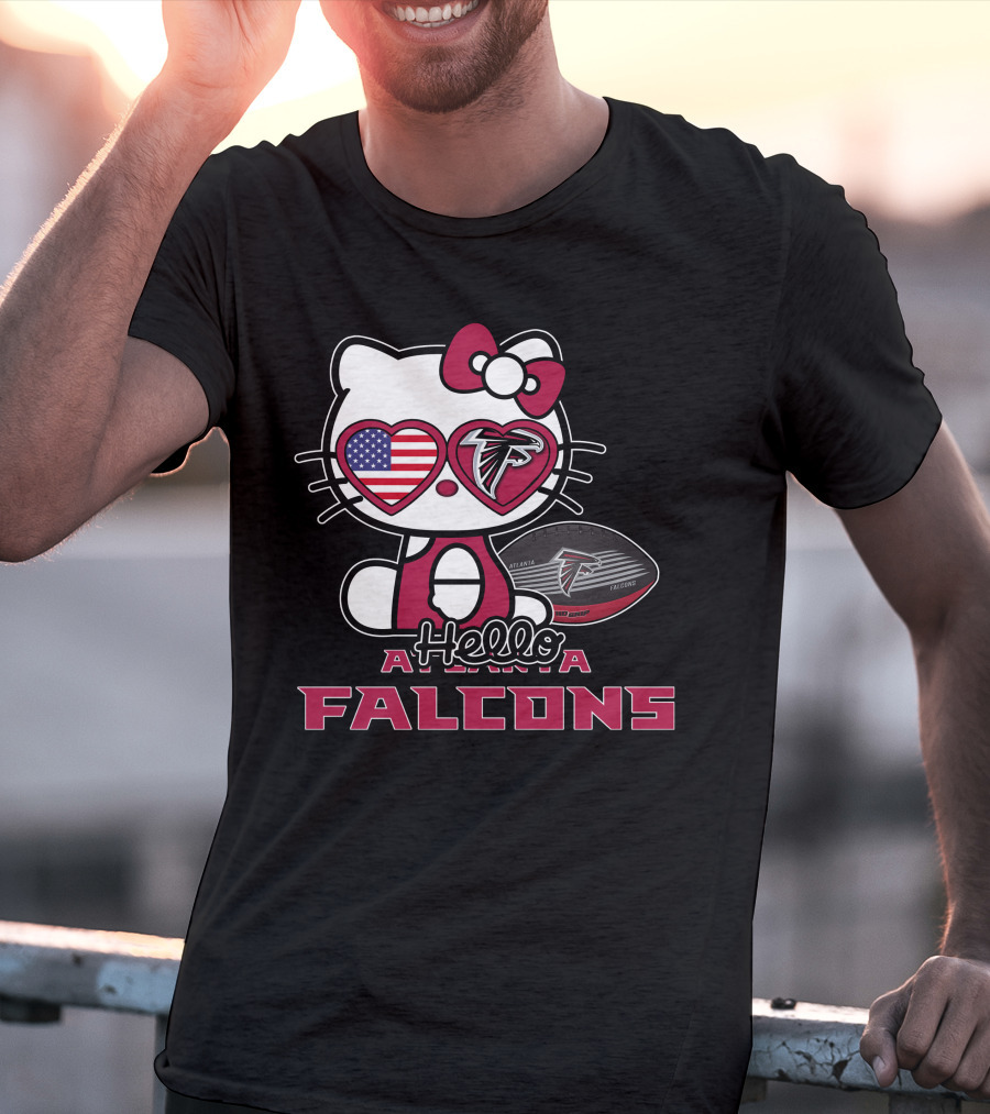 Hello Kitty Atlanta Falcons American Flag Football T-Shirt