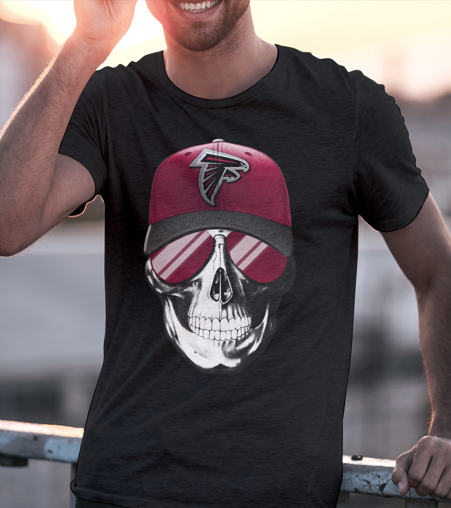 Atlanta Falcons Skull Red Cap T-Shirt