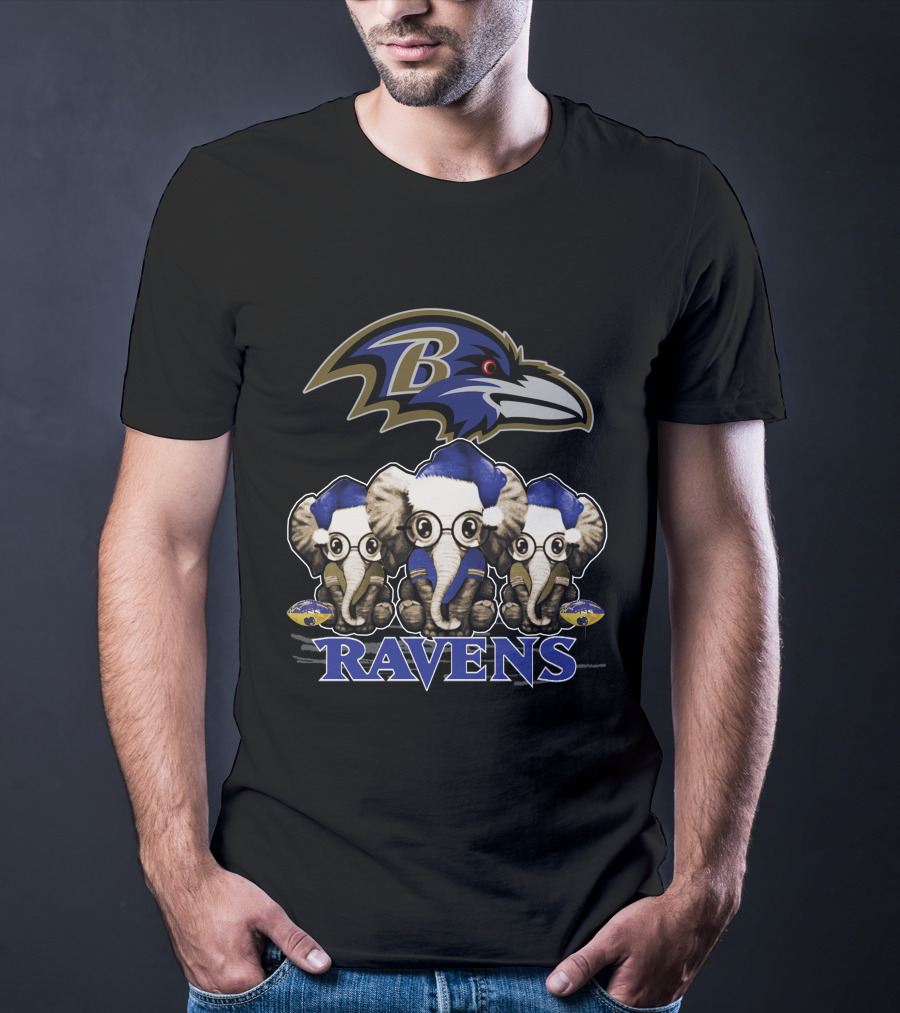 Baltimore Ravens Christmas Elephants T-Shirt