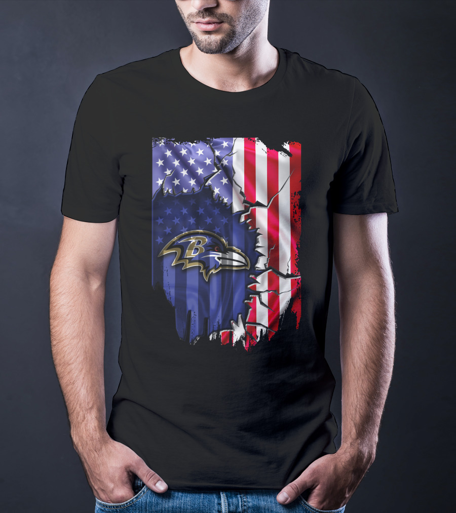 Flag Baltimore Ravens American Flag Stars And Stripes Ravens T-Shirt