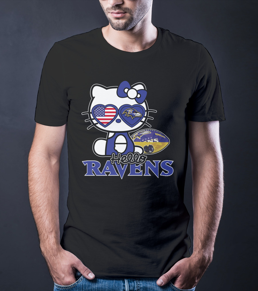 Hello Kitty Baltimore Ravens American Football Fan T-Shirt