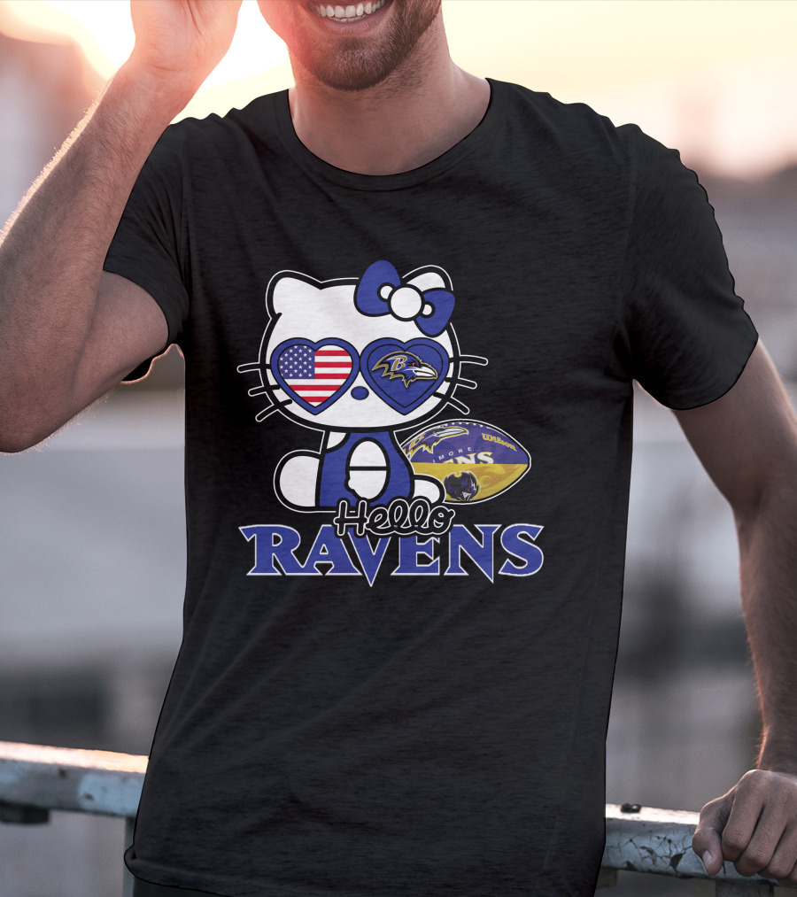 Hello Kitty Baltimore Ravens American Football Fan T-Shirt