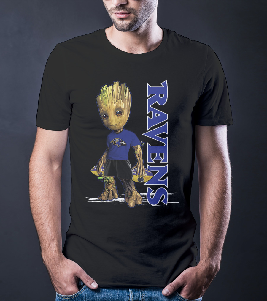 Groot Ravens Baltimore Football Fan T-Shirt