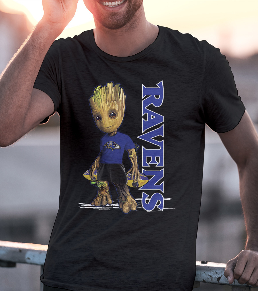 Groot Ravens Baltimore Football Fan T-Shirt