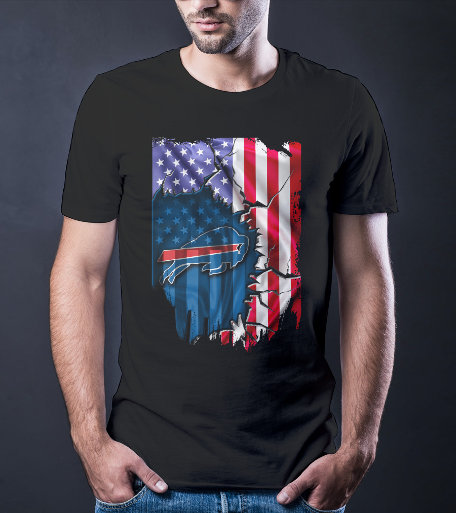 Buffalo Bills American Flag Cracked T-Shirt