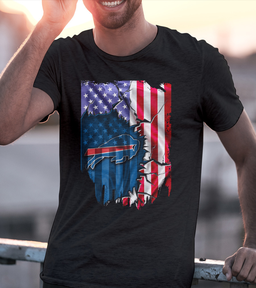 Buffalo Bills American Flag Cracked T-Shirt