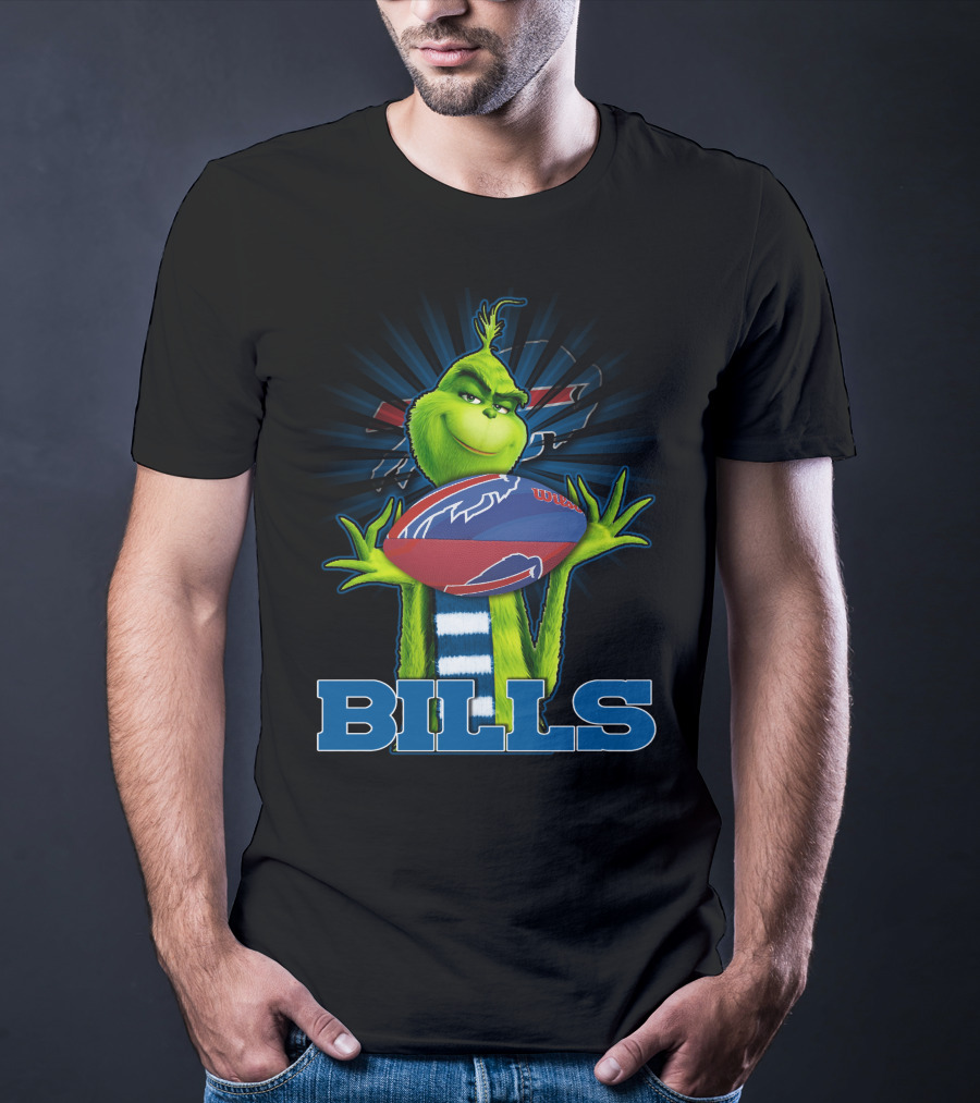 Grinch Holding Buffalo Bills Football T-Shirt