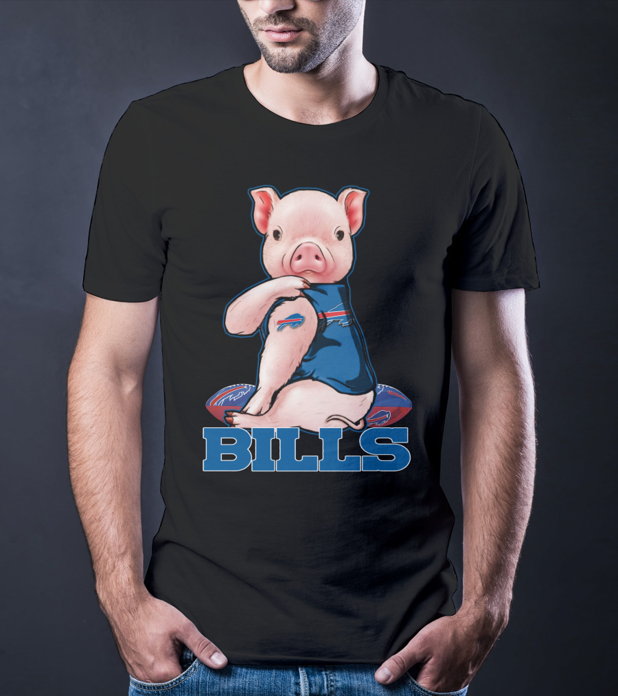 Pig Wearing Buffalo Bills Jersey T-Shirt