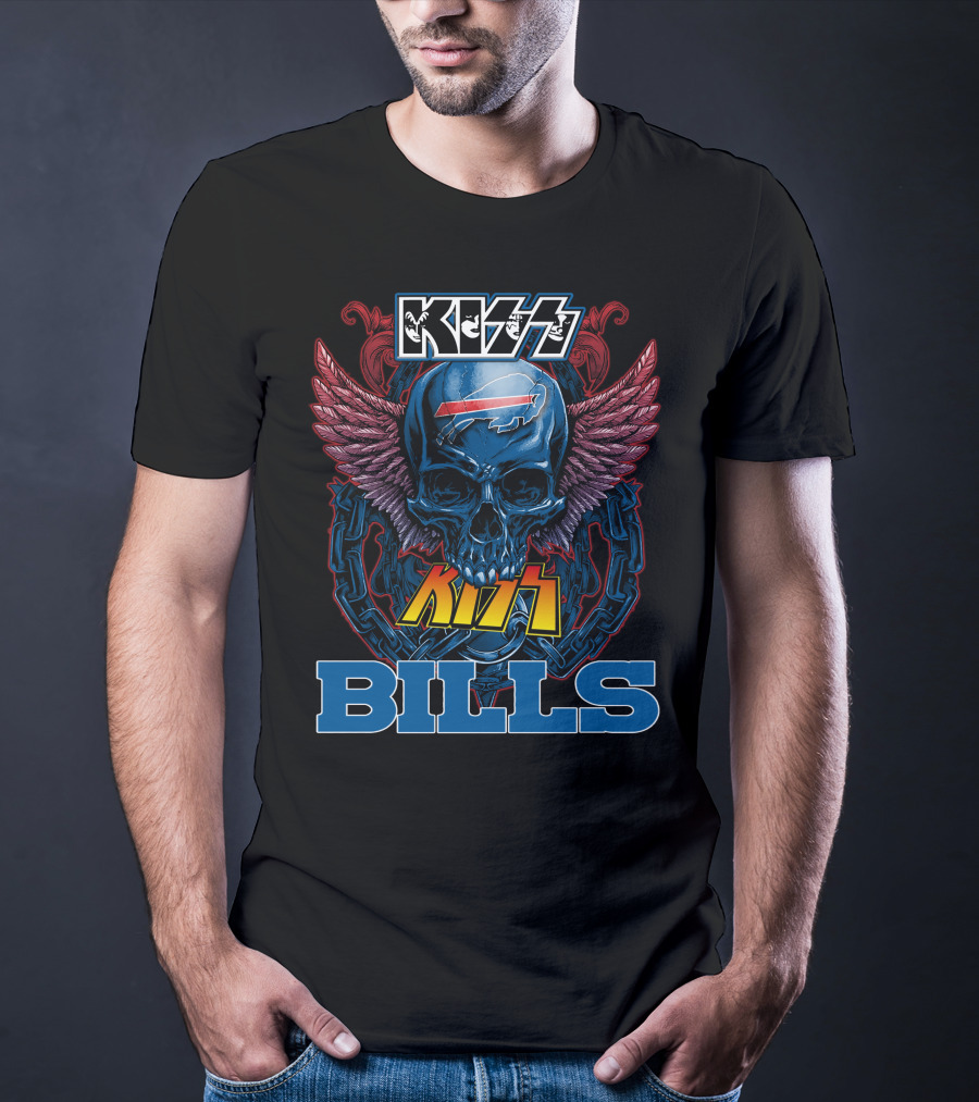 Kiss Buffalo Bills Skull Wings T-Shirt