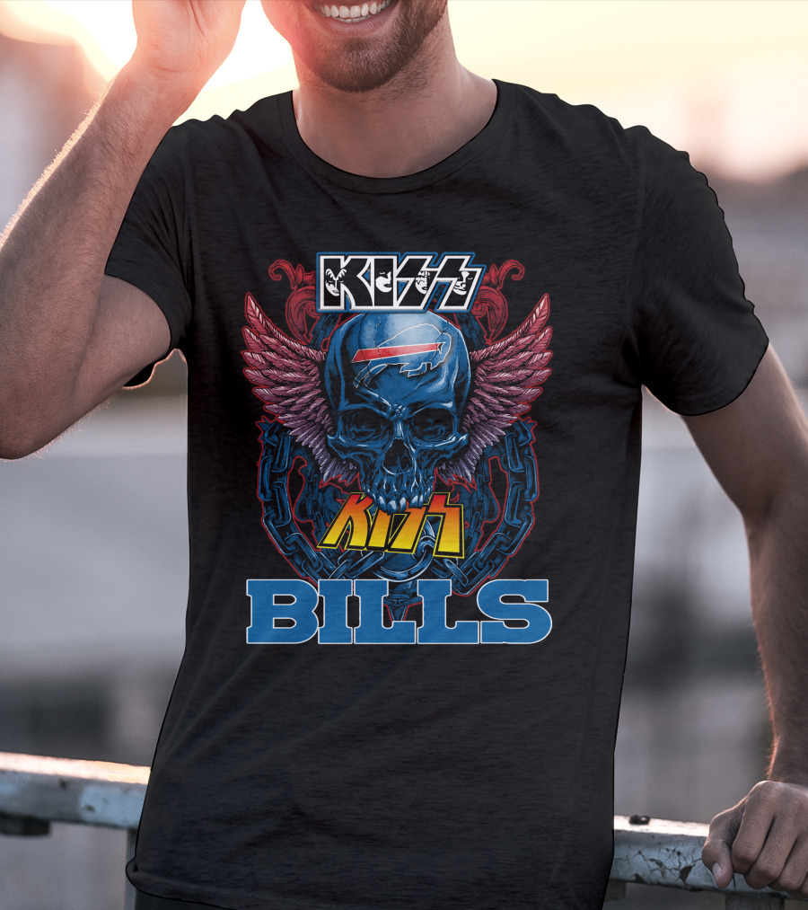 Kiss Buffalo Bills Skull Wings T-Shirt