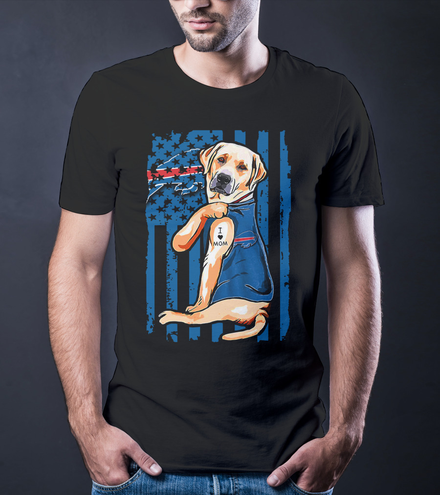 Labrador Retriever I Love Mom Buffalo Bills Fan T-Shirt