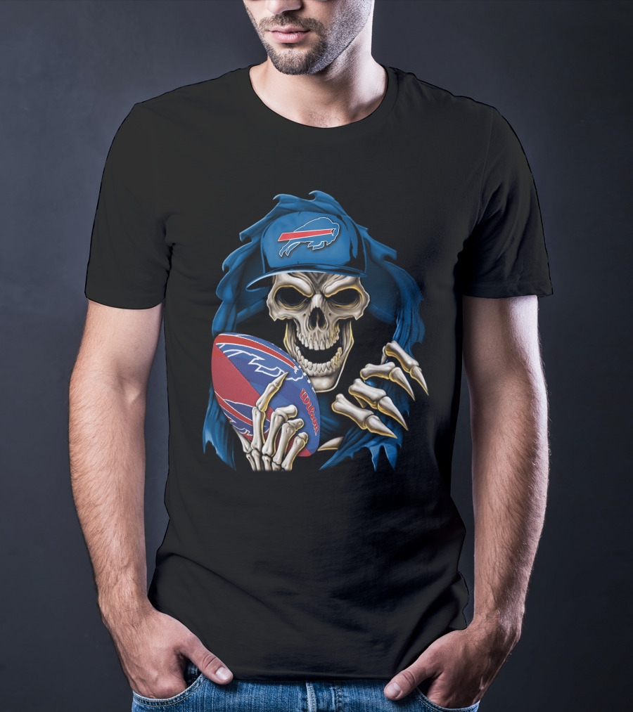 Buffalo Bills Skull Holding Football T-Shirt