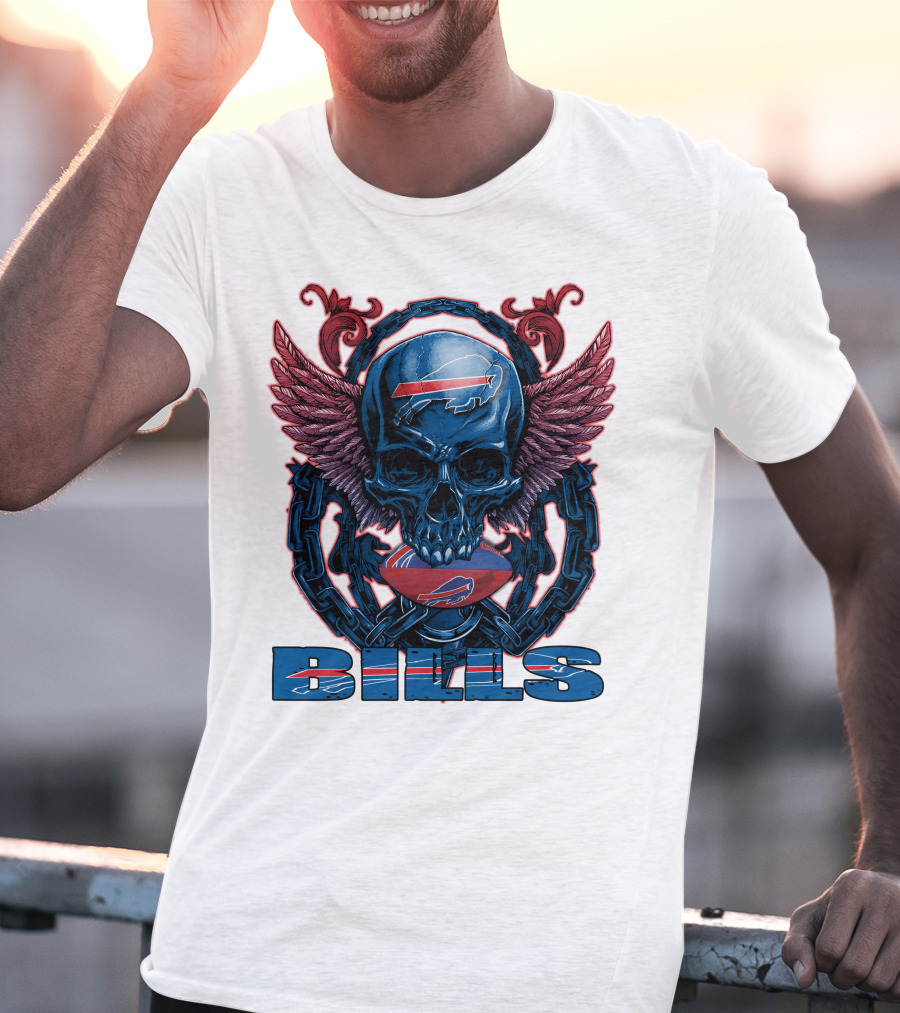 Buffalo Bills Winged Skullfb Football T-Shirt