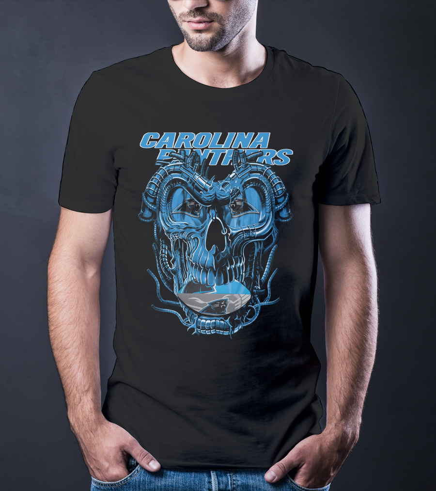 CAROLINA PANTHERS Dragonskull Robot-Themed Panther T-Shirt