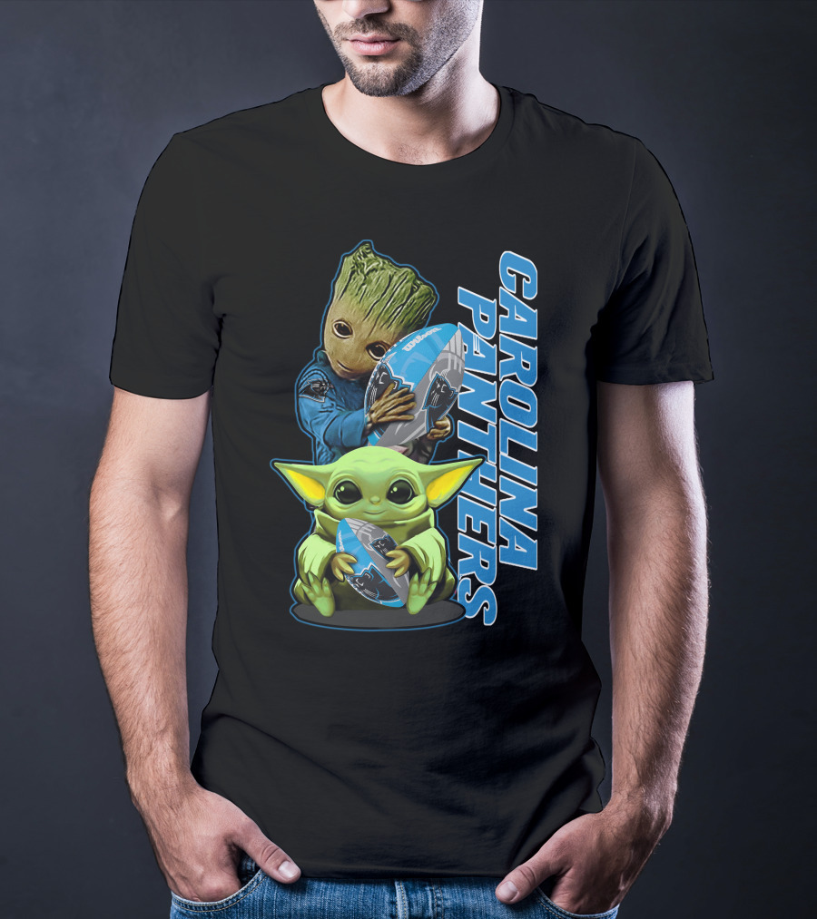 Groot Baby Yoda Grzd Carolina Panthers Football T-Shirt