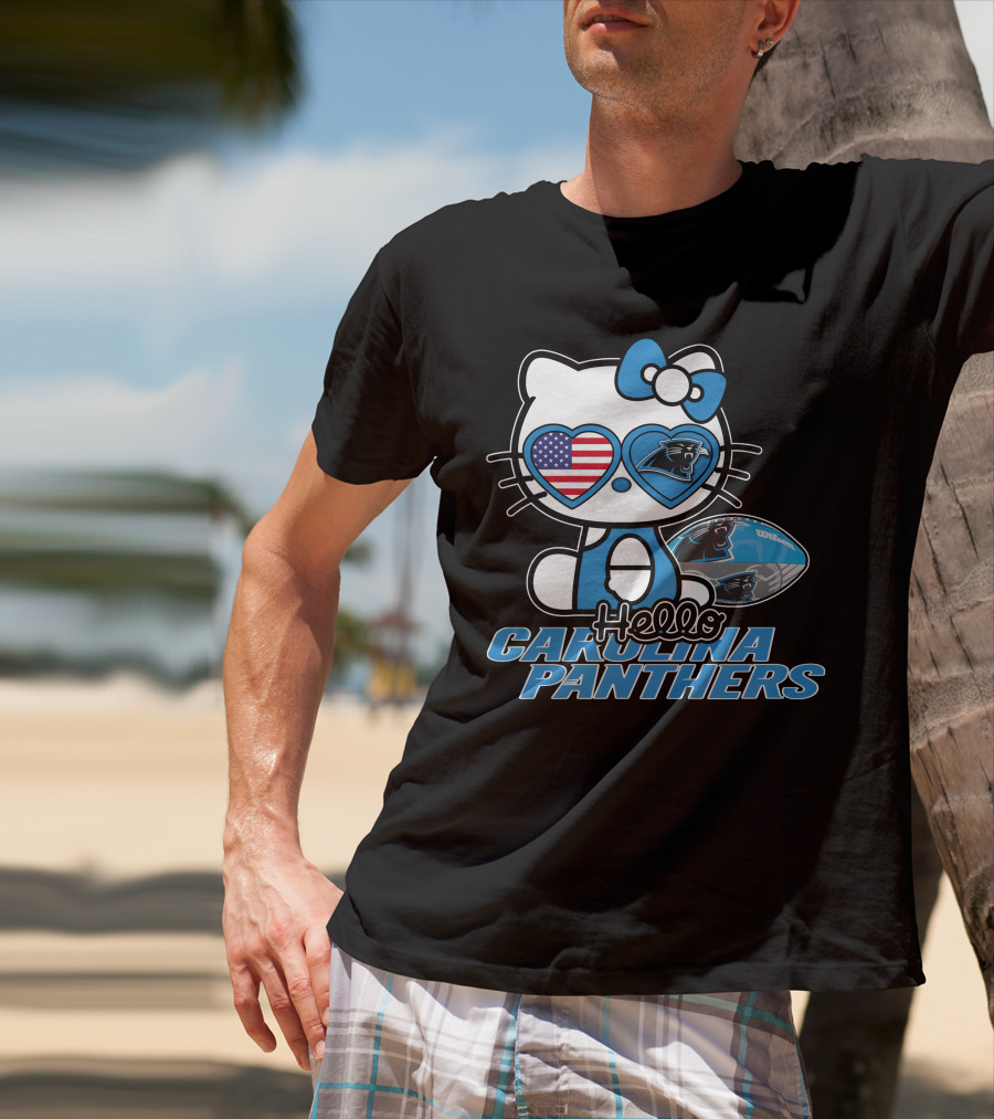 Hellokitty Carolina Panthers American Flag Football T-Shirt