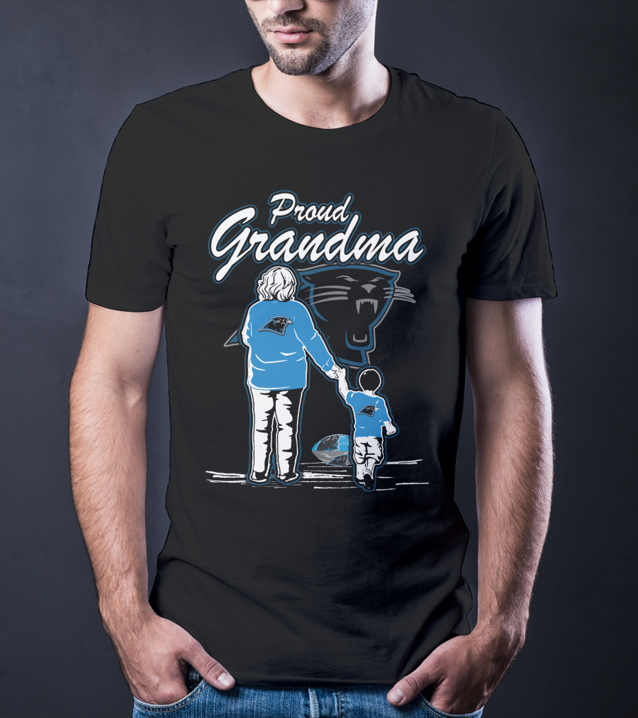 Proud Grandma Carolina Panthers Fan Holding Child With Team T-Shirt