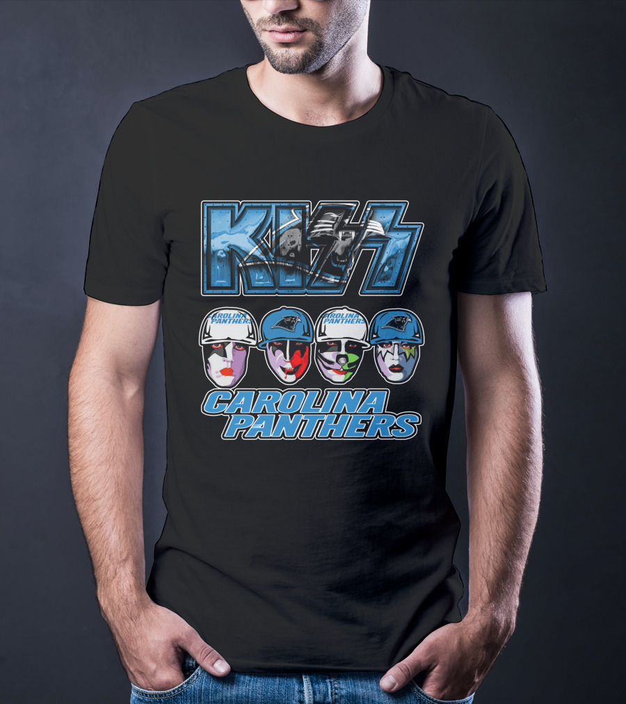 Kiss Carolina Panthers Face Paint Hats Nfl Team T-Shirt