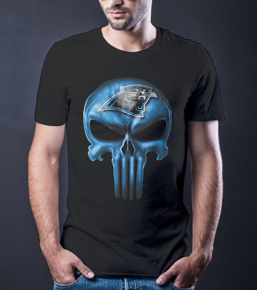 Skull Carolina Panthers Punisher Logo Mashup T-Shirt