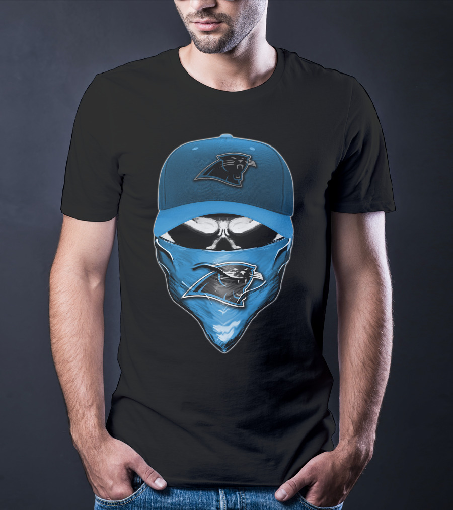 Skull Carolina Panthers Hat Bandana T-Shirt