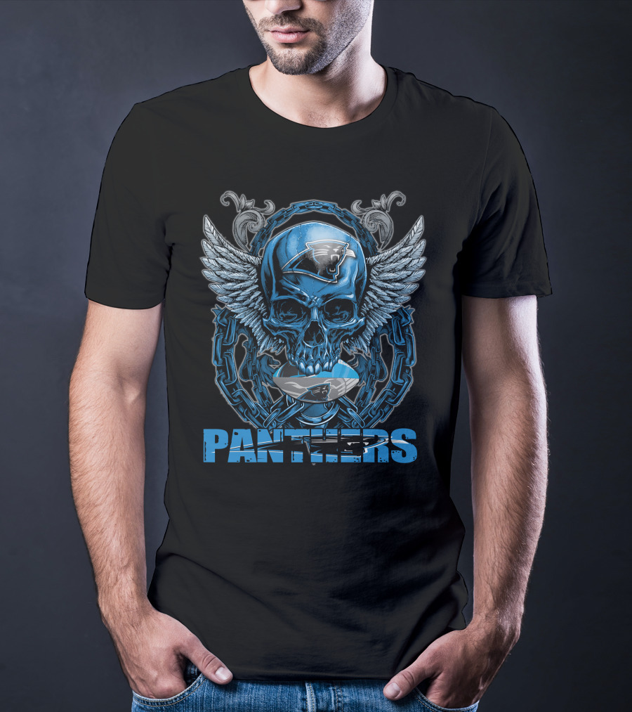 Panthers Skullfb Carolina NFL Winged Skull T-Shirt