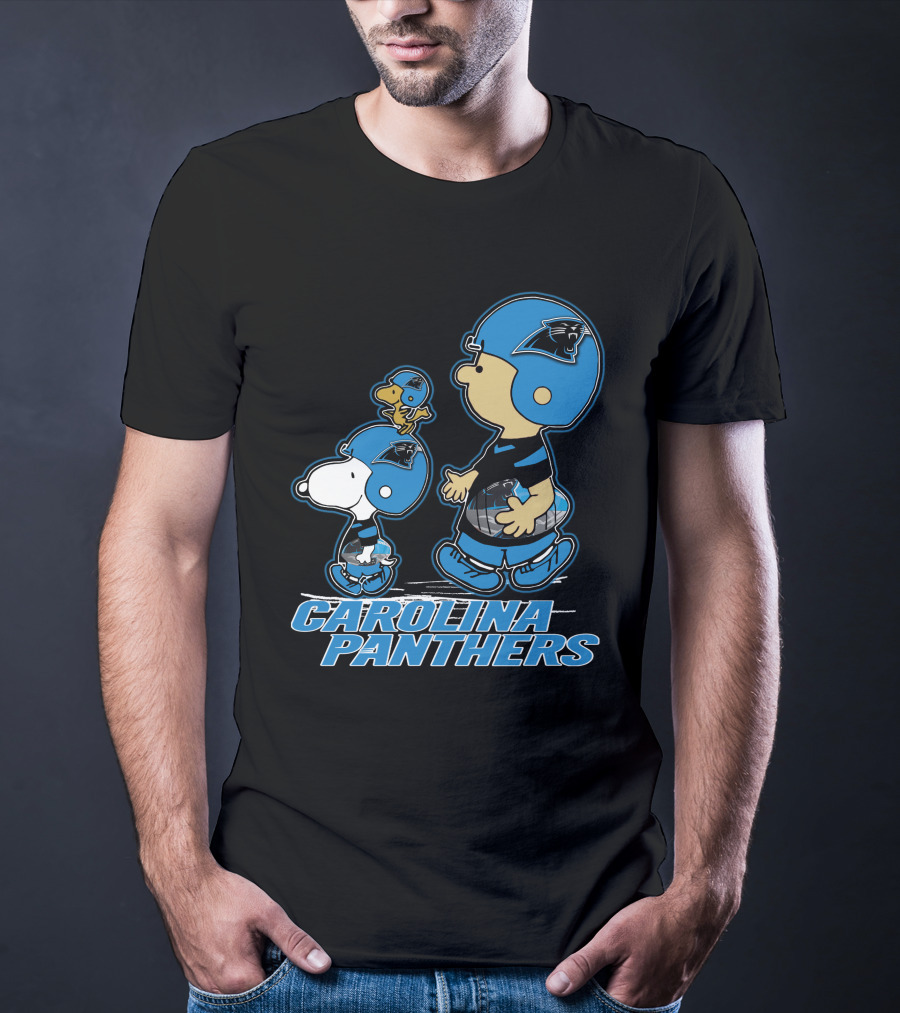 Carolina Panthers Peanuts Snoopy Woodstock Football Helmet T-Shirt