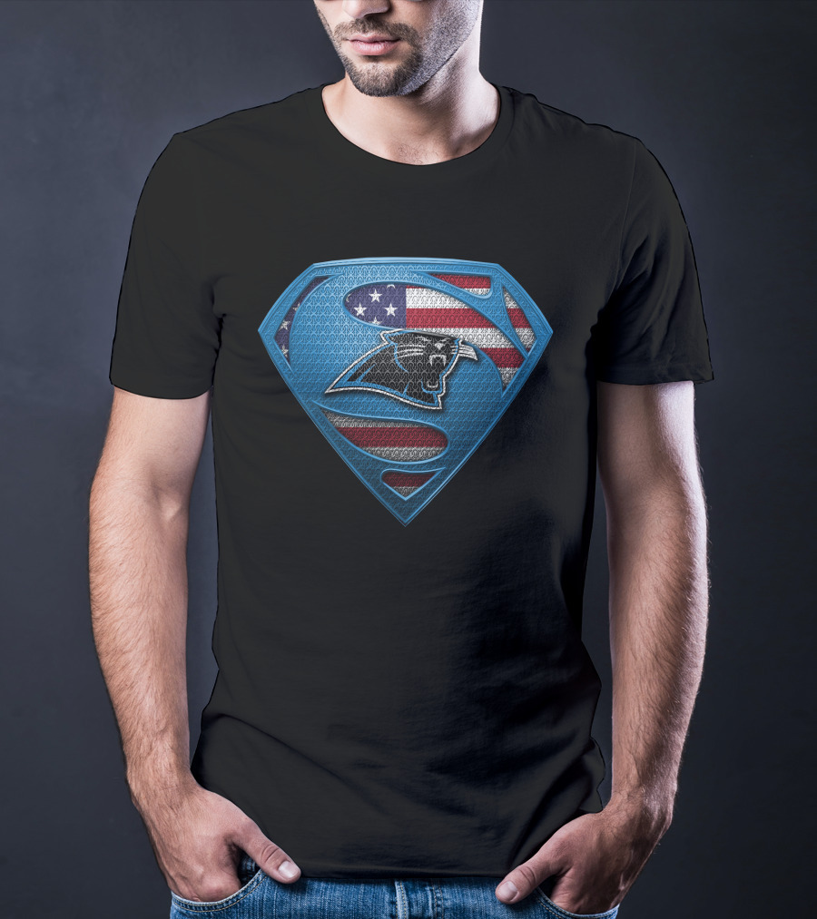 Carolina Panthers Super Shield American Flag T-Shirt