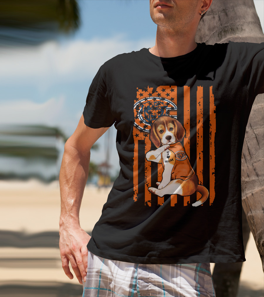 Beagle Chicago Bears I Love Mom Football T-Shirt