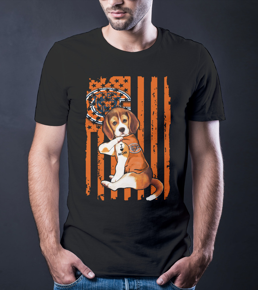 Beagle Chicago Bears I Love Mom Football T-Shirt