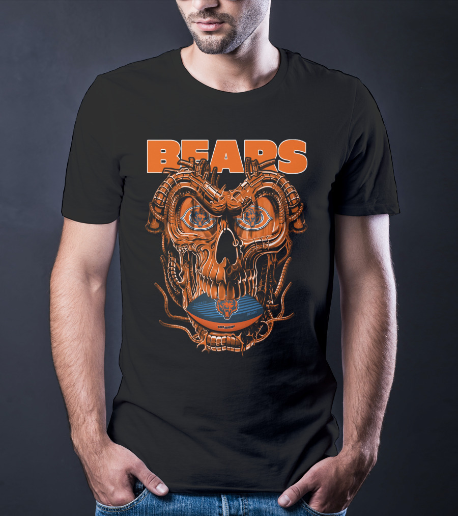 Dragonskull BEARS CHICAGO Football Skulldesign T-Shirt