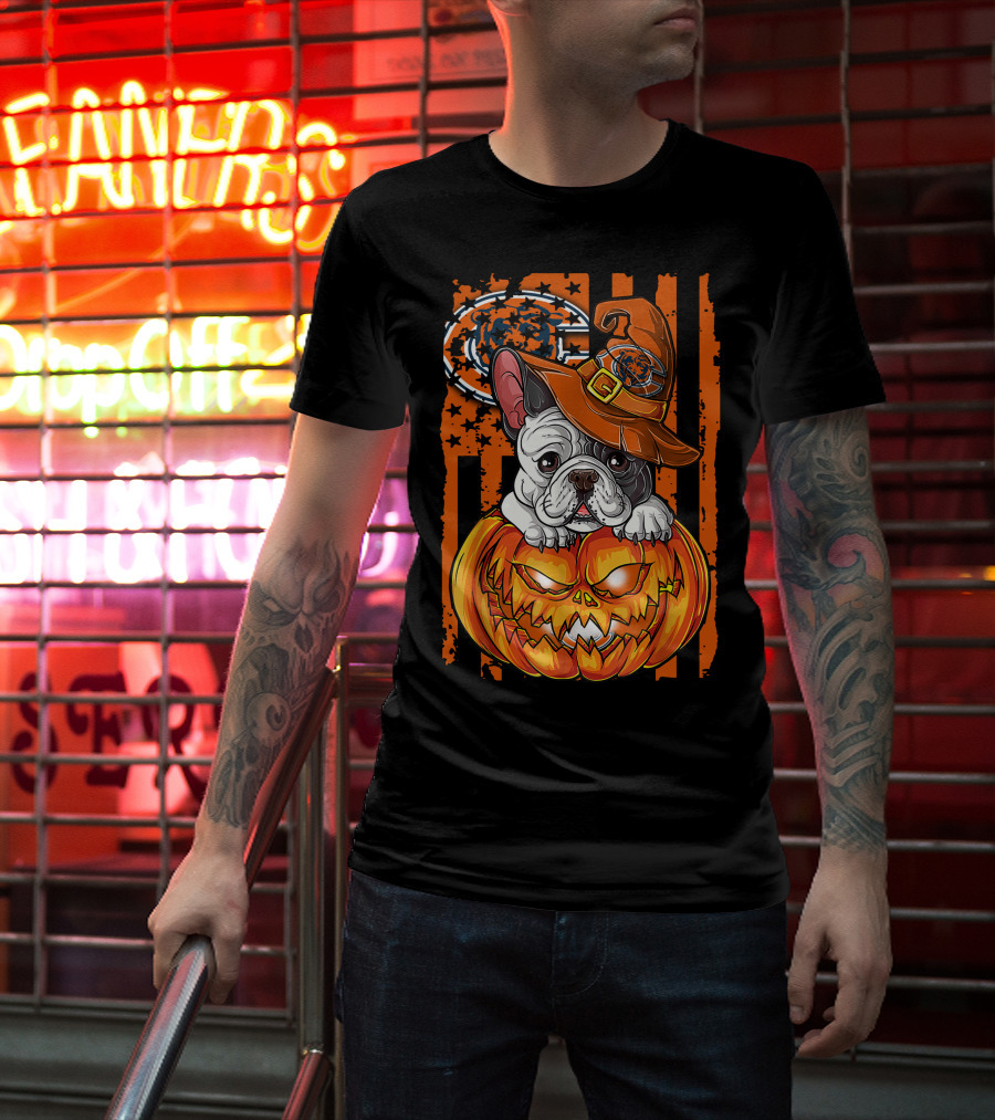 Hlw Bulldog Chicago Bears Halloween Pumpkin T-Shirt