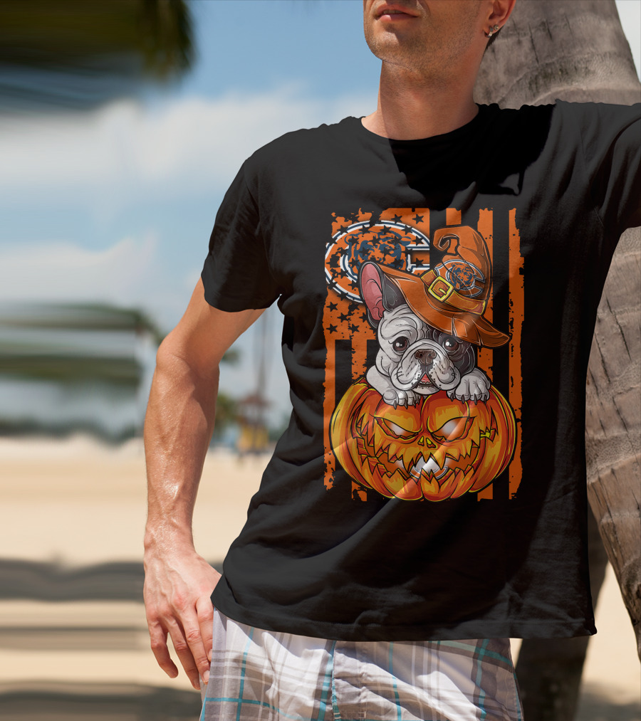Hlw Bulldog Chicago Bears Halloween Pumpkin T-Shirt