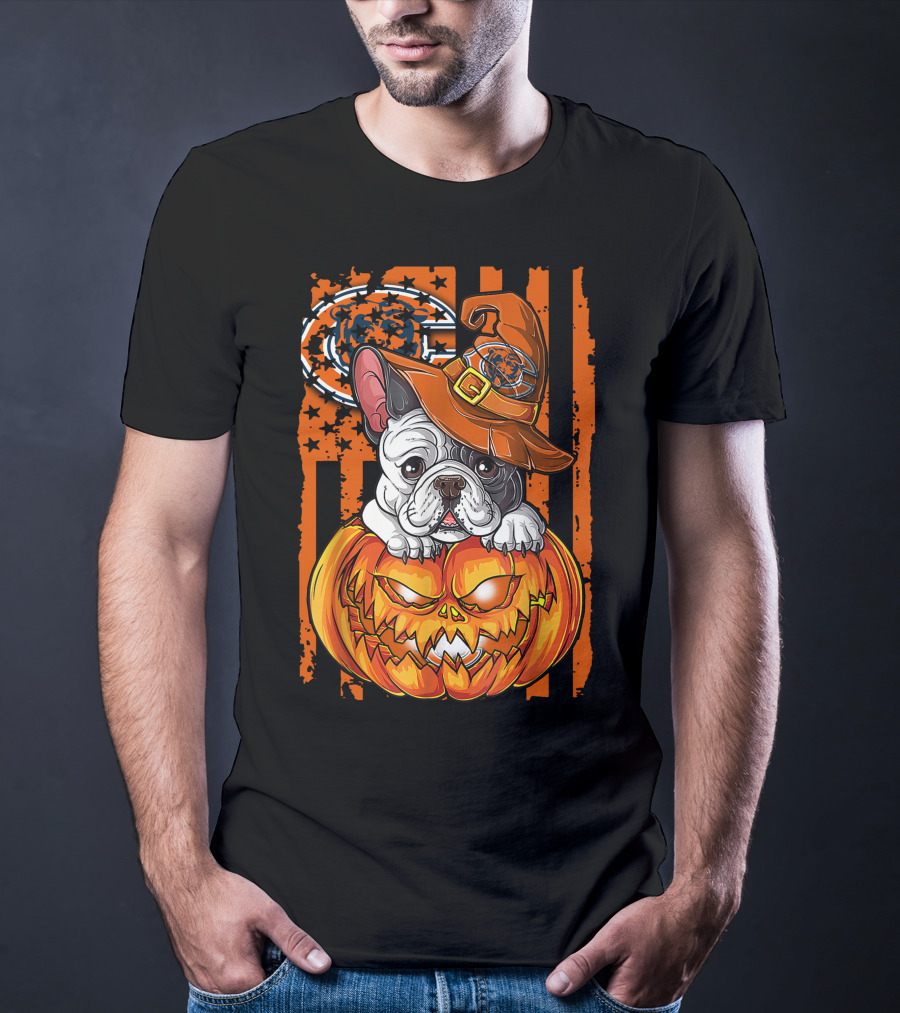 Hlw Bulldog Chicago Bears Halloween Pumpkin T-Shirt