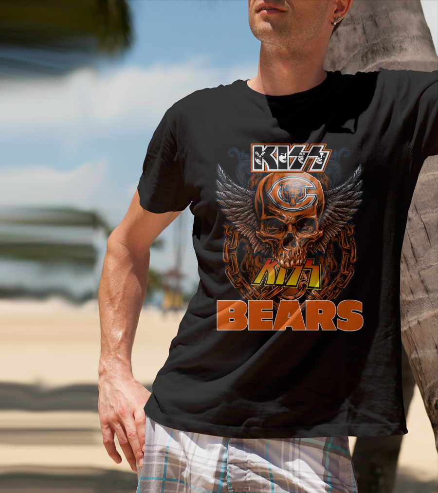 KISS CHICAGO BEARS Skull Wings T-Shirt