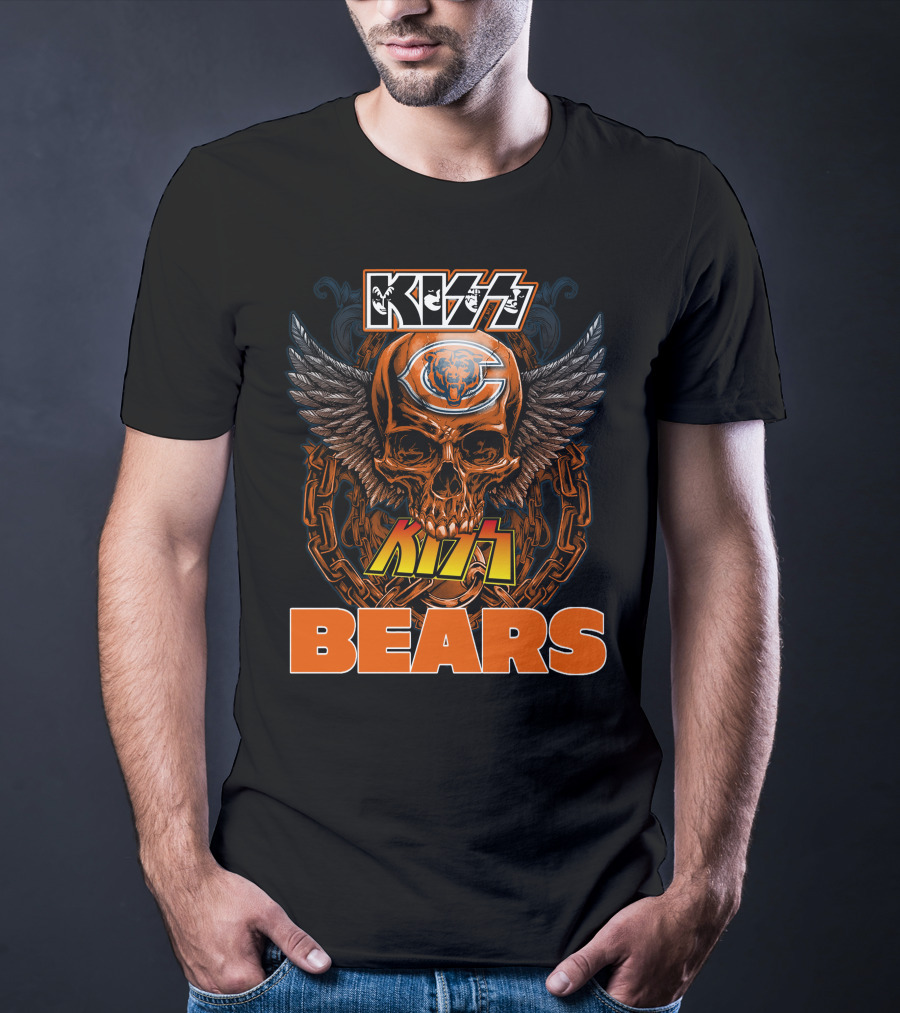 KISS CHICAGO BEARS Skull Wings T-Shirt