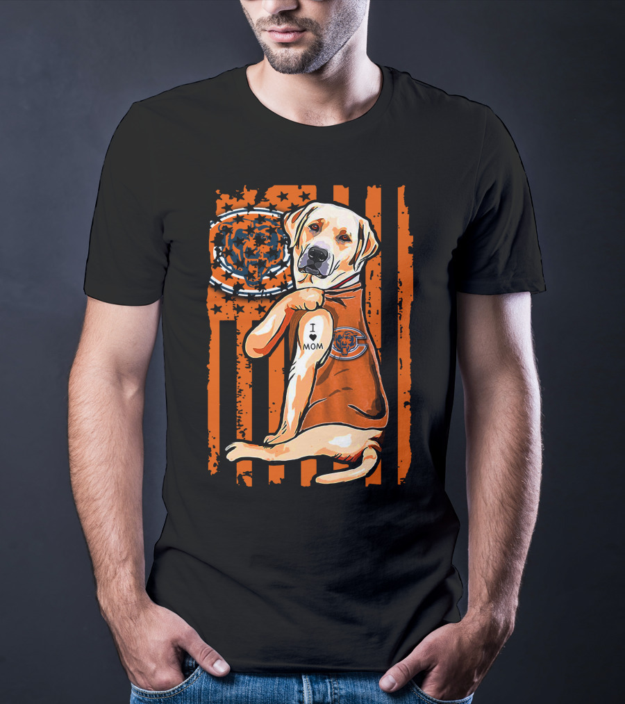 Labrador Retriever I Love Mom CHICAGO BEARS T-Shirt