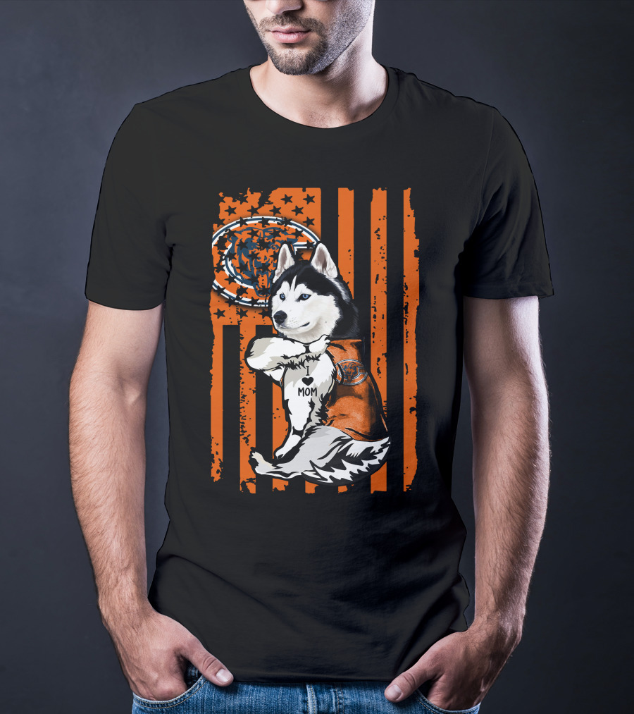 Siberian Husky Chicago Bears Fanatic Mom T-Shirt