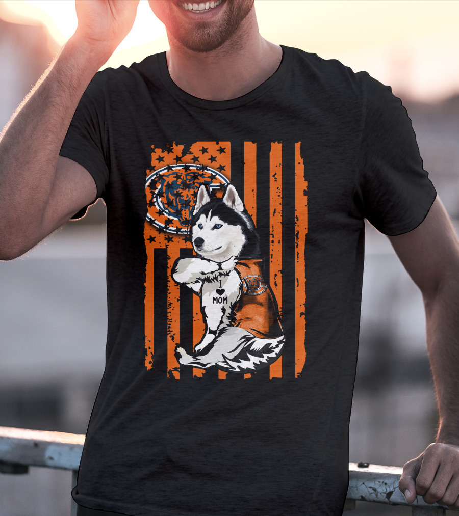 Siberian Husky Chicago Bears Fanatic Mom T-Shirt