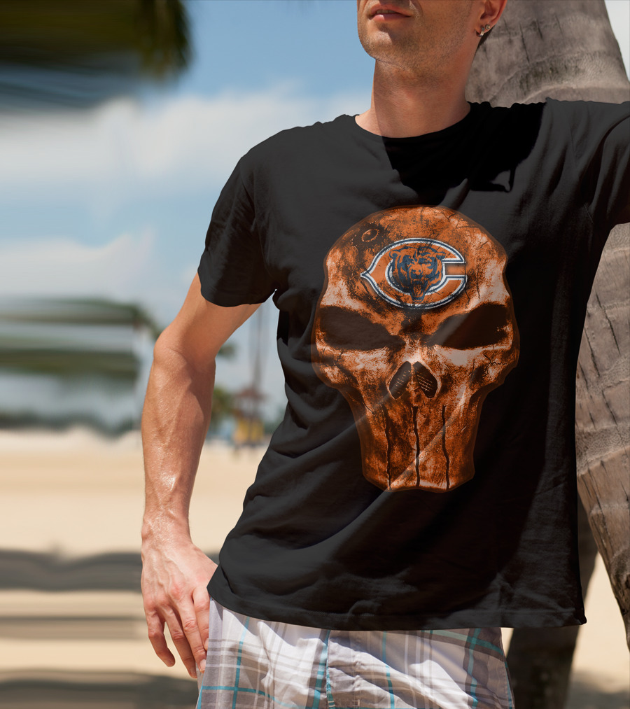 Skull Chicago Bears Logo NFL T-Shirt