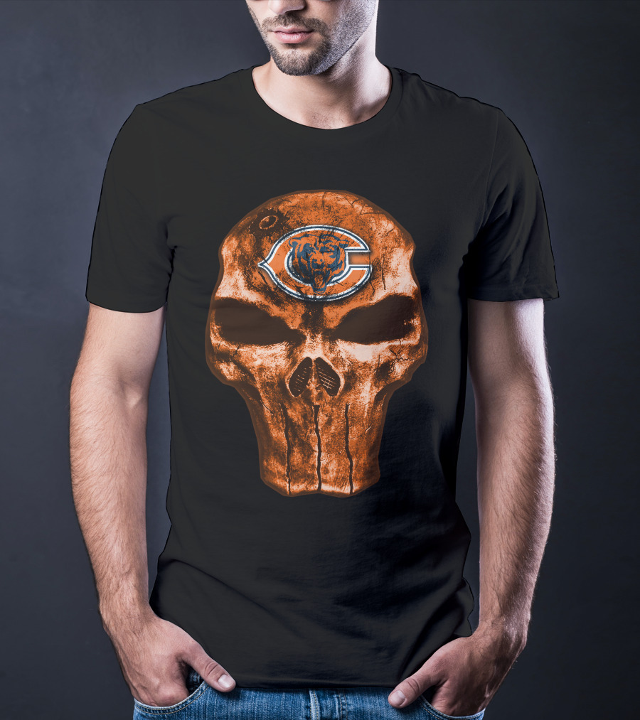 Skull Chicago Bears Logo NFL T-Shirt