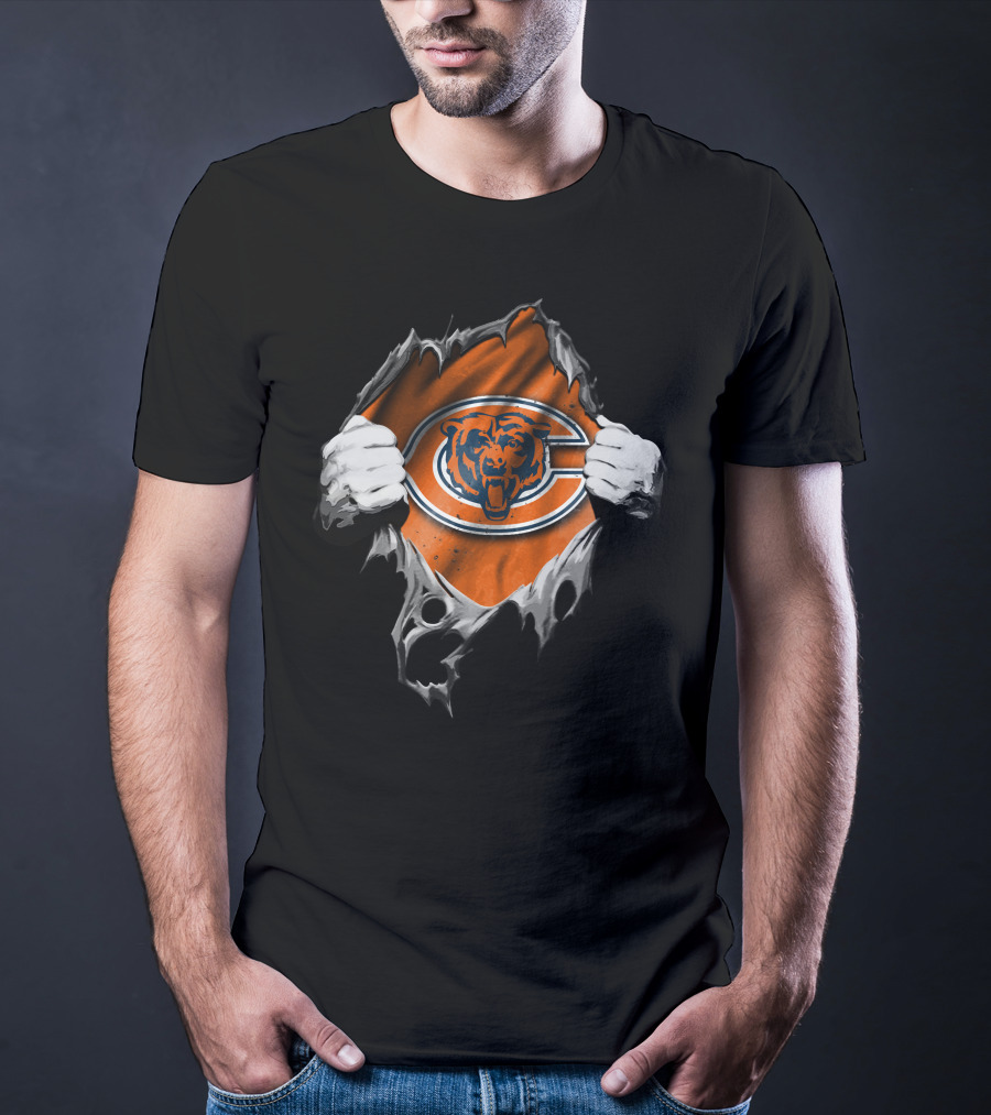 Chicago Bears Rip Through Logo Torn T-Shirt