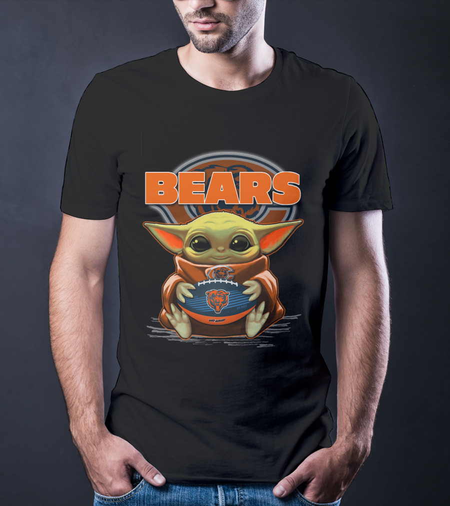 Yoda BEARS Football Chicago Baby Holding Football T-Shirt