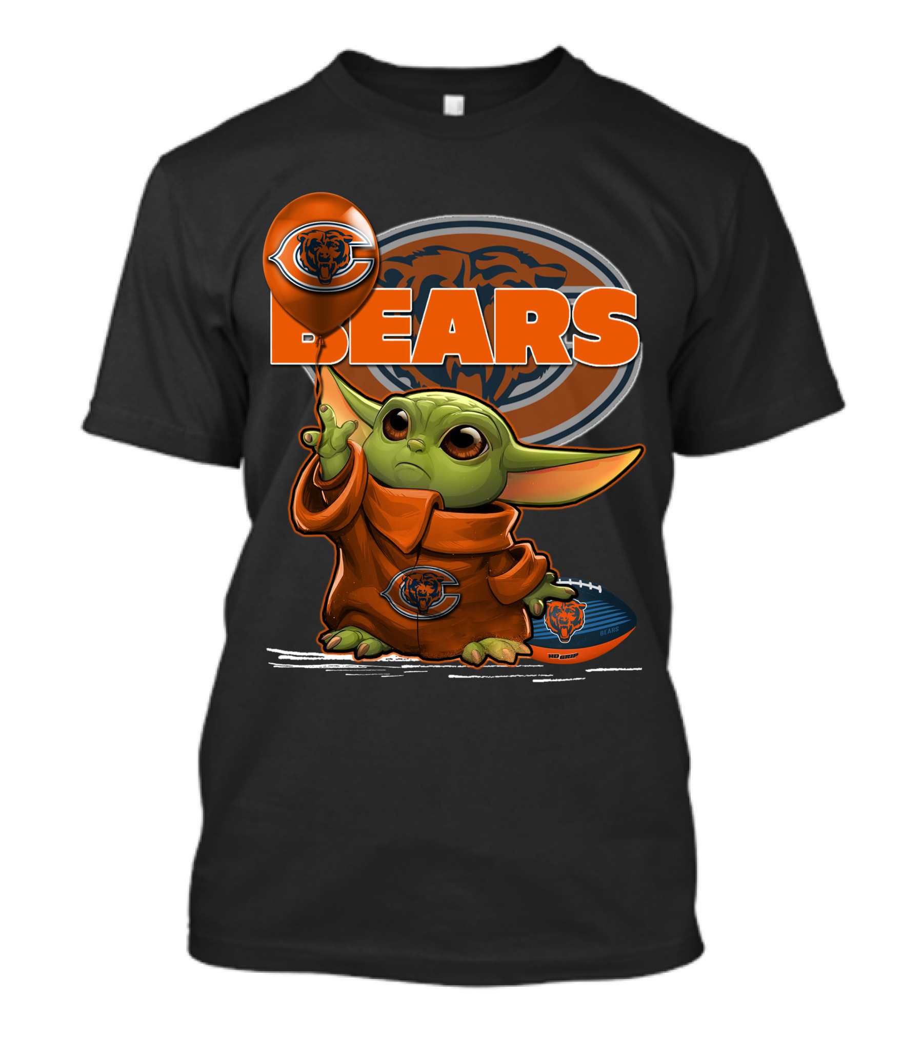 Yoda BEARS Chicago Football Balloon And Jersey T-Shirt
