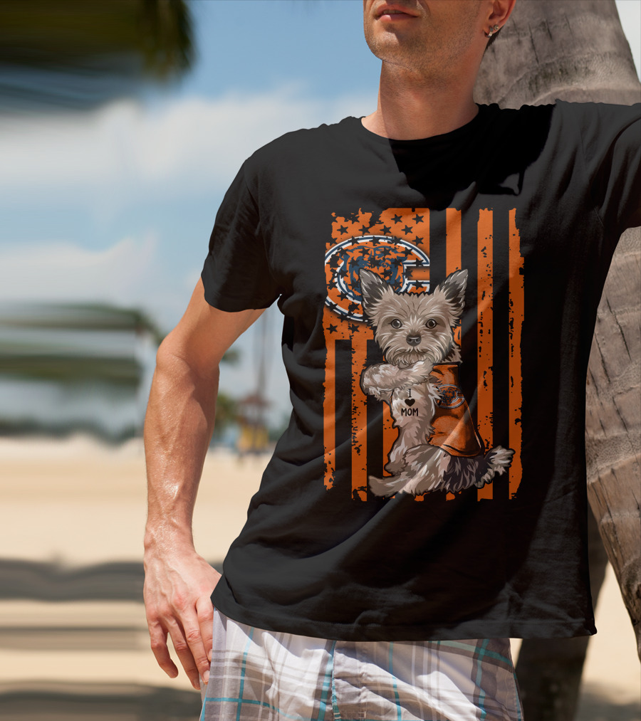 Yorkshire Terrier I ♥ Mom Chicago Bears T-Shirt