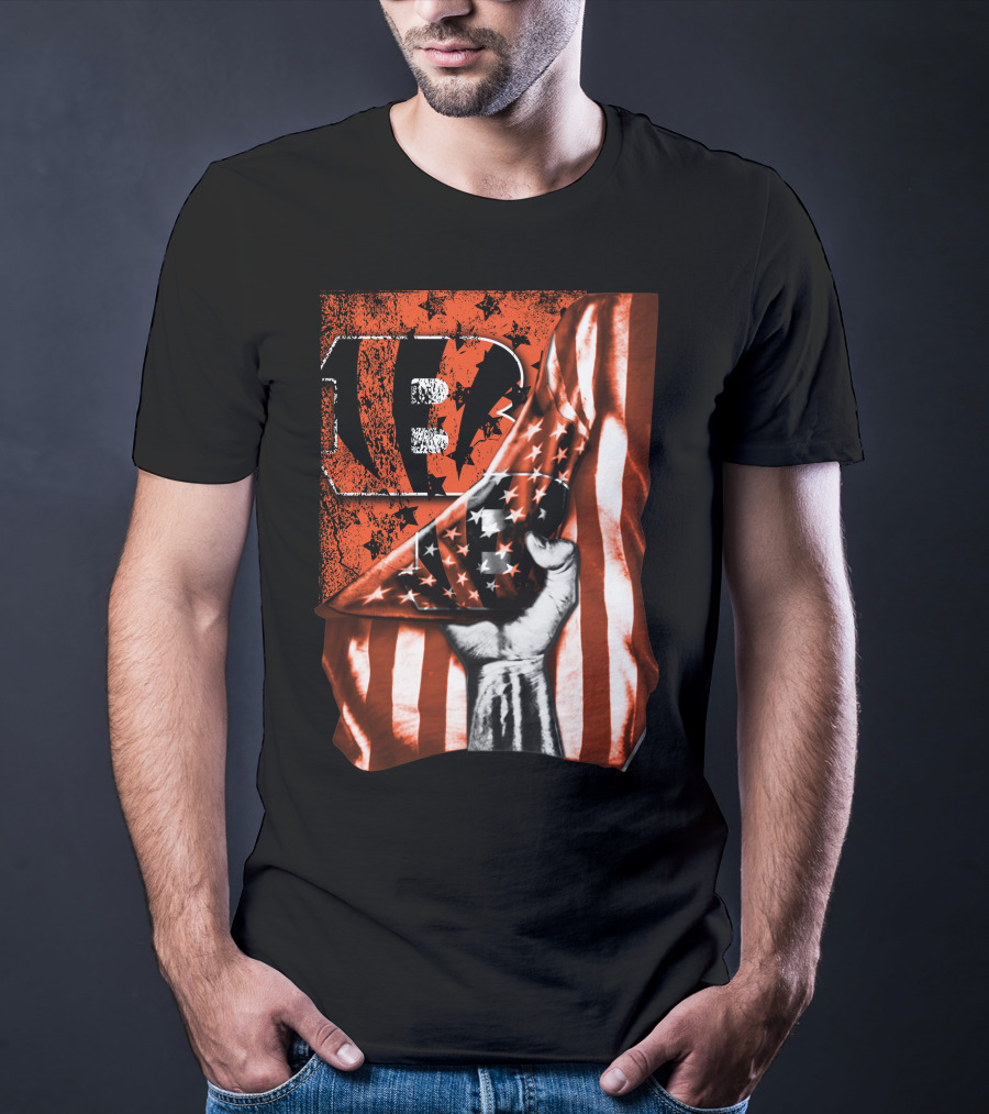 Bengals Logo Stars And Stripes Grunge Flag Cincinnati Bengals T-Shirt