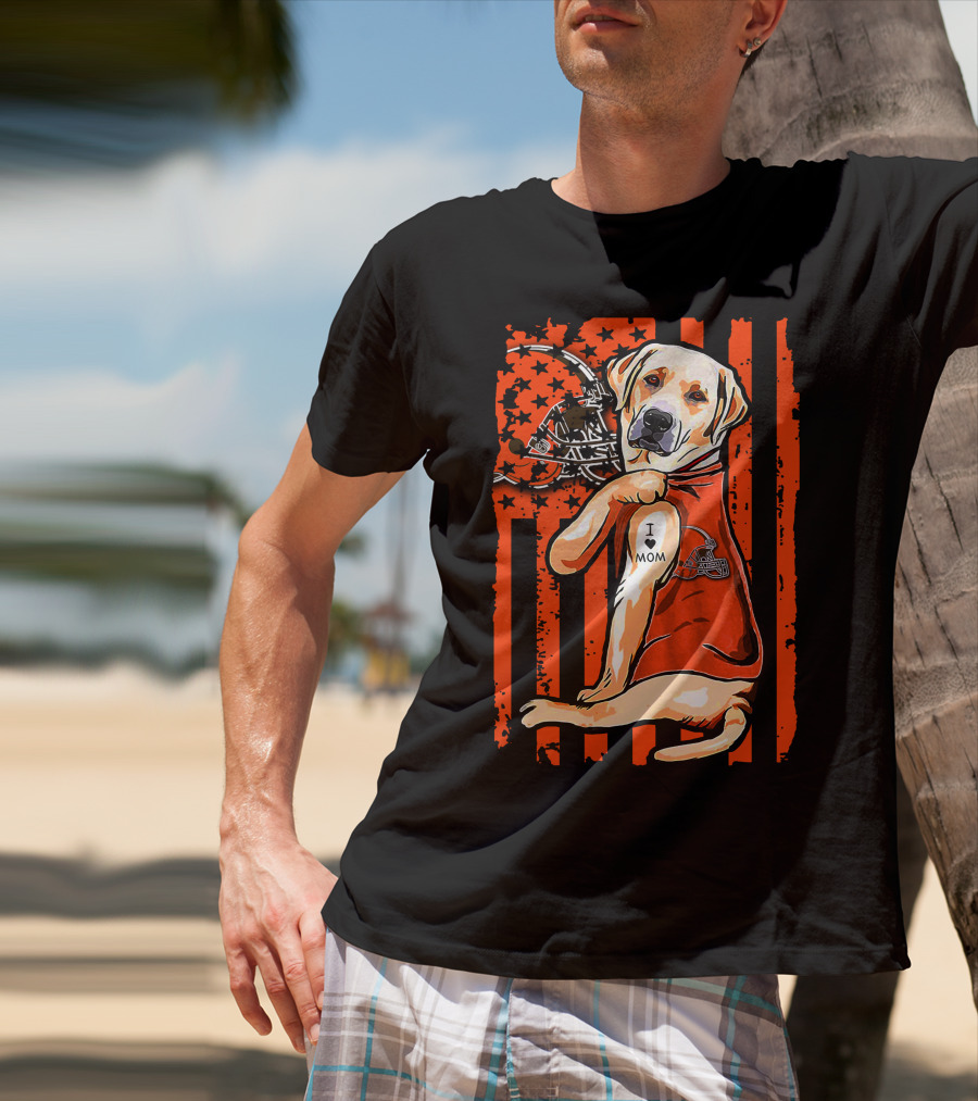 Labrador Retriever Cleveland Browns I Love Mom Football T-Shirt