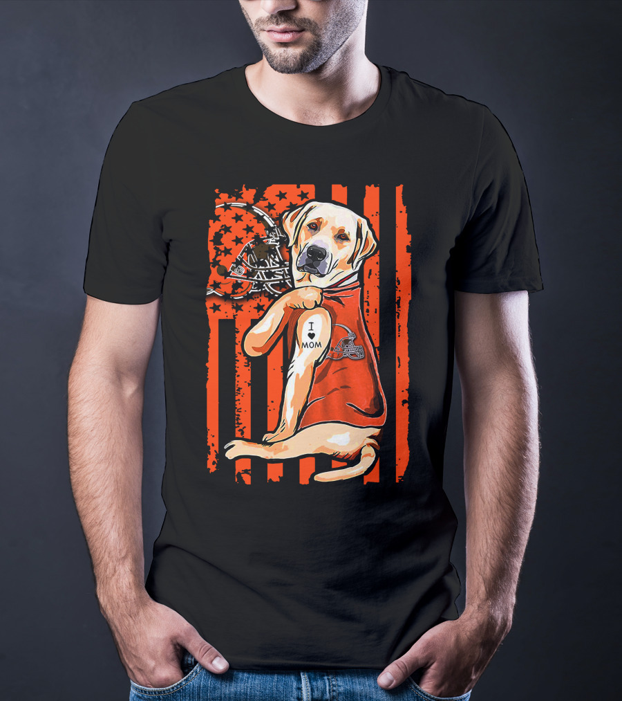 Labrador Retriever Cleveland Browns I Love Mom Football T-Shirt